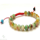 8mm Flower Jade Beads Braided Rope Adjustable Bracelet