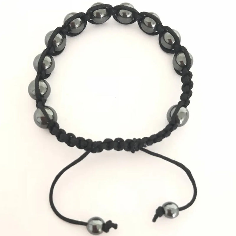 Hematite Bead Rosary Bracelet, Catholic Rope Bracelet