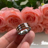 8mm Koa Wood Inlay Tungsten Rings Wedding Bands Polished Comfort Fit