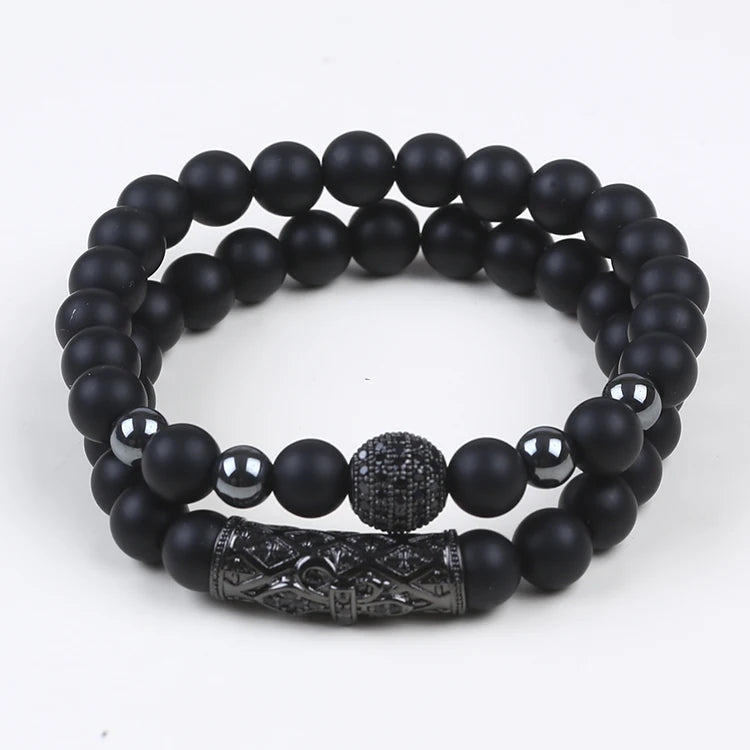 8mm Natural Stone Men's Bangle Bracelet