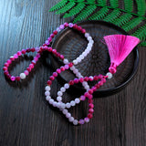 8mm Rose Red Agate Beads Japamala Necklace Meditation Yoga Therapy Set