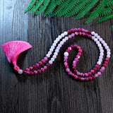 8mm Rose Red Agate Beads Japamala Necklace Meditation Yoga Therapy Set