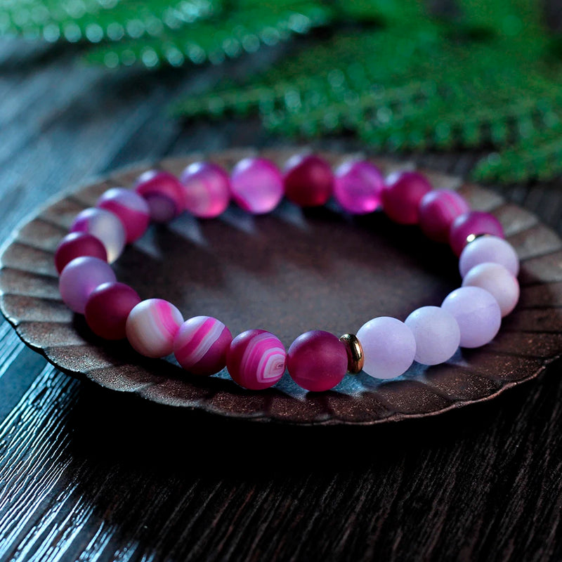 8mm Rose Red Agate Beads Japamala Necklace Meditation Yoga Therapy Set