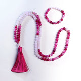 8mm Rose Red Agate Beads Japamala Necklace Meditation Yoga Therapy Set