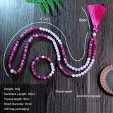 8mm Rose Red Agate Beads Japamala Necklace Meditation Yoga Therapy Set