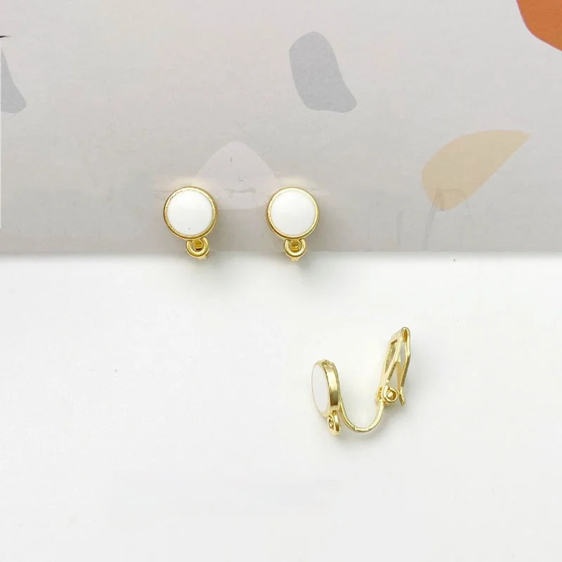 8mm Round Ear Clip DIY Earring Material - Multi-Color Selection