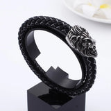 8mm Lion Clasp Braided Leather Bracelet Men Unisex