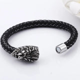 8mm Lion Clasp Braided Leather Bracelet Men Unisex