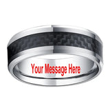 8mm Tungsten Carbon Fiber Wedding Band Anniversary Date Size 8-13