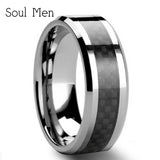 8mm Tungsten Carbon Fiber Wedding Band Anniversary Date Size 8-13