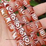 8pcs 10x14mm Red Agate Tibet Dzi Beads for DIY Jewelry