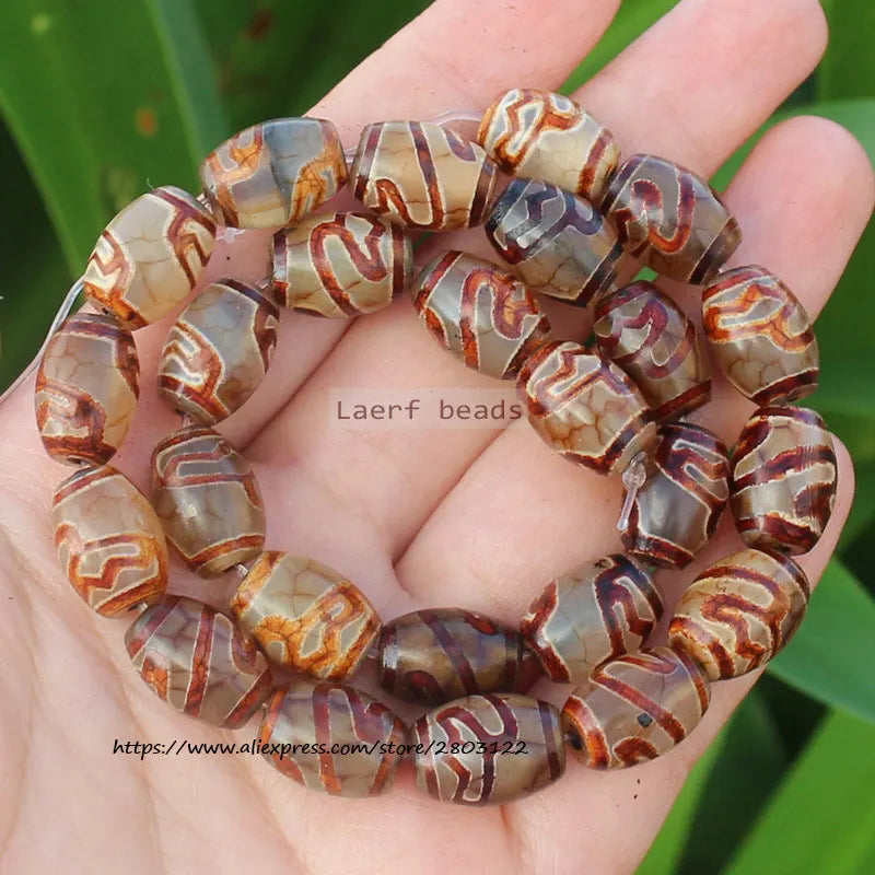 8pcs 10x14mm Natural Agate Ancient Huo Gong Tibet Dzi beads