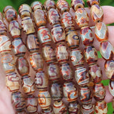 8pcs 10x14mm Natural Agate Ancient Huo Gong Tibet Dzi beads