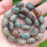 8pcs 10x14mm Green Agate Ancient Tibet Dzi Beads for DIY Jewelry Making