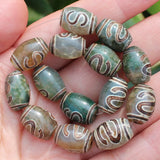 8pcs 10x14mm Green Agate Ancient Tibet Dzi Beads for DIY Jewelry Making