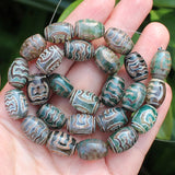 8pcs 10x14mm Green Agate Ancient Tibet Dzi Beads for DIY Jewelry Making