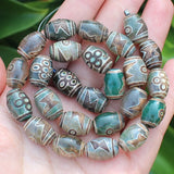 8pcs 10x14mm Green Agate Ancient Tibet Dzi Beads for DIY Jewelry Making