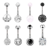 8pcs 14G Navel Belly Piercing Surgical Steel CZ Body Jewelry