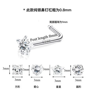 8pcs 20G 925 Sterling Silver Nose Rings & Studs with CZ Zircon