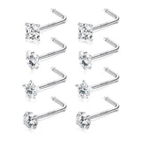 8pcs 20G 925 Sterling Silver Nose Rings & Studs with CZ Zircon