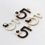 8pcs Flower Number Five 5 Enamel Charms for Jewelry Making