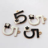 8pcs Flower Number Five 5 Enamel Charms for Jewelry Making