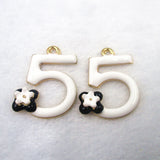 8pcs Flower Number Five 5 Enamel Charms for Jewelry Making