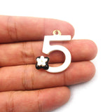 8pcs Flower Number Five 5 Enamel Charms for Jewelry Making
