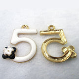 8pcs Flower Number Five 5 Enamel Charms for Jewelry Making