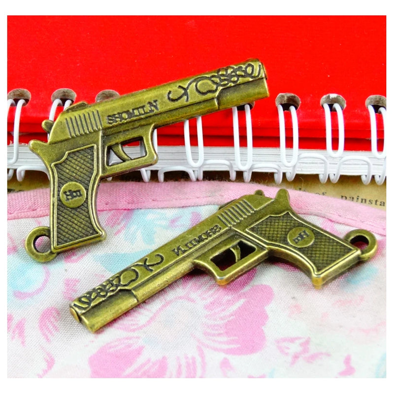 8pcs Antique Bronze Gun Charms DIY Jewelry Pendant