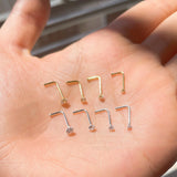 8pcs 925 Sterling Silver CZ Nose Rings 20G L Shape Women Nose Piercing Jewelry
