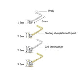 8pcs 925 Sterling Silver CZ Nose Rings 20G L Shape Women Nose Piercing Jewelry