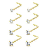 8pcs 925 Sterling Silver CZ Nose Rings 20G L Shape Women Nose Piercing Jewelry