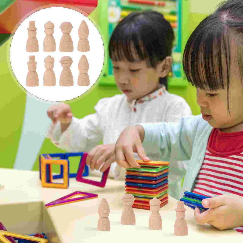 8pcs Adorable Kids Painting Toys Unfinished Wood Craft