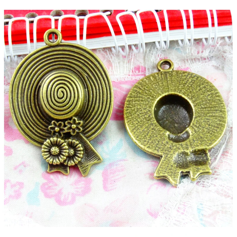 8pcs Antique Hat Charms Pendants Findings DIY Jewelry Craft 49.5*34MM