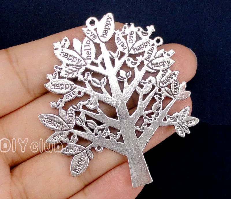 8pcs Tibetan Silver Large Hello Tree Charms Pendant 58x50mm