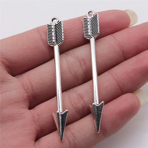 8pcs Arrow Charms Pendant Antique Silver Plated 9x64mm DIY Jewelry Findings