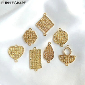 8pcs Geometric Pendant DIY Earrings Jewelry Accessories Alloy Grid Minimalism