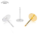 925 Sterling Silver Earring Stud Needle Post Flat Base Pins DIY Jewelry Making