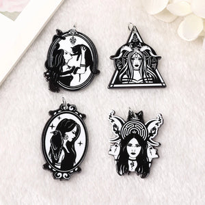 8pcs Hecate Goddess Charms Acrylic Witchy Wicca Pagan Pendant Findings