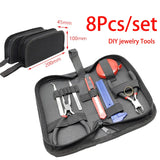 8pcs Jewelry Making Tool Bag Pliers Set Cutter Side Cutting Tweezers DIY Box