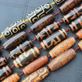 8pcs Ancient Tibet Dzi Agates Oval Beads 40mm, Variety of Patterns