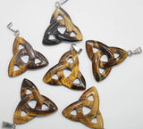 8pcs Natural Stone Tiger Eye Carving Hollow Triangle Pendants for Diy Jewelry