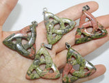 8pcs Natural Stone Tiger Eye Carving Hollow Triangle Pendants for Diy Jewelry