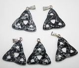 8pcs Natural Stone Tiger Eye Carving Hollow Triangle Pendants for Diy Jewelry