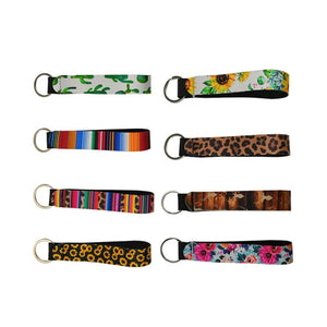8pcs Neoprene Keychain Diving Material Key Ring Colorful Printing (Style 1)