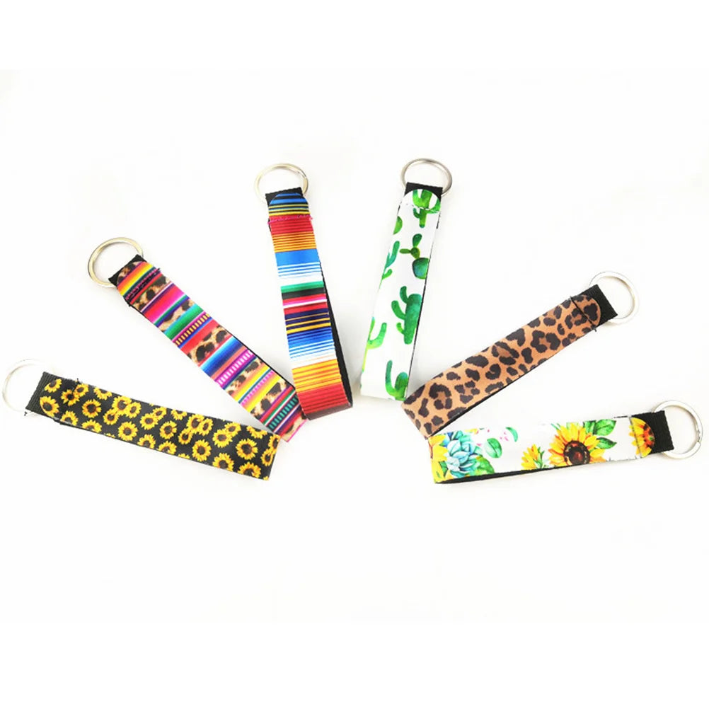 8pcs Neoprene Keychain Diving Material Key Ring Colorful Printing (Style 1)