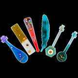 8pcs Ruler Bookmark Resin Molds Kit Silicone Keychain UV Resin DIY Craft