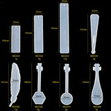8pcs Ruler Bookmark Resin Molds Kit Silicone Keychain UV Resin DIY Craft