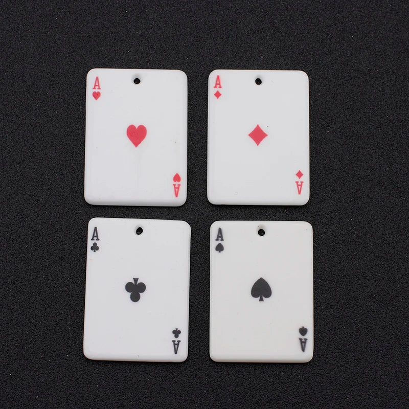 8pcs Poker Cards Charms Acrylic Pendants for Diy Jewelry Making
